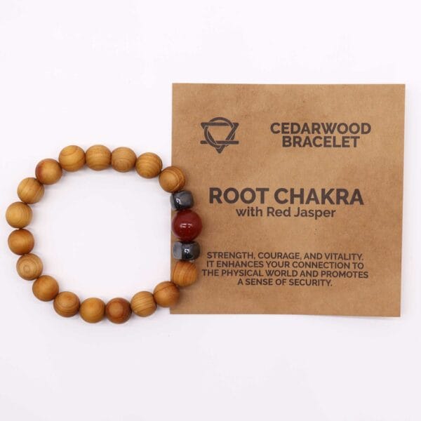 Pulsera de Cedro - Chakra Raíz - Jaspe Rojo - Imagen 2