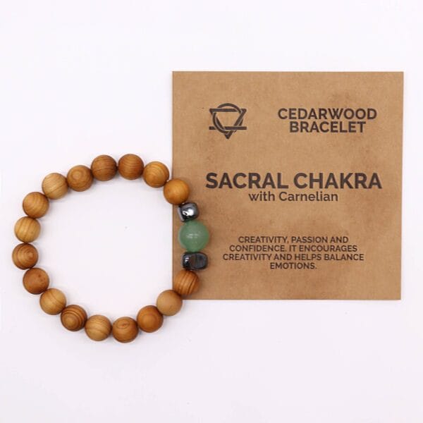 Pulsera de Cedro - Chakra Sacro - Cornalina - Imagen 3